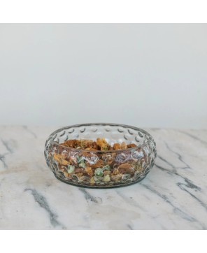 Hand-Blown Glass Inverted Hobnail Bowl – Elegant & Unique Design