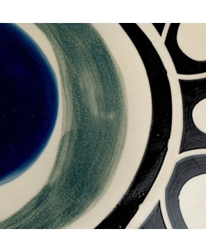 Hand-Painted Organic Stoneware Platter – Abstract Azure Design