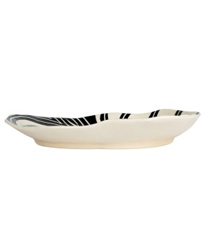 Hand-Painted Organic Stoneware Platter – Abstract Azure Design