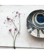 Hand-Painted Organic Stoneware Platter – Abstract Azure Design