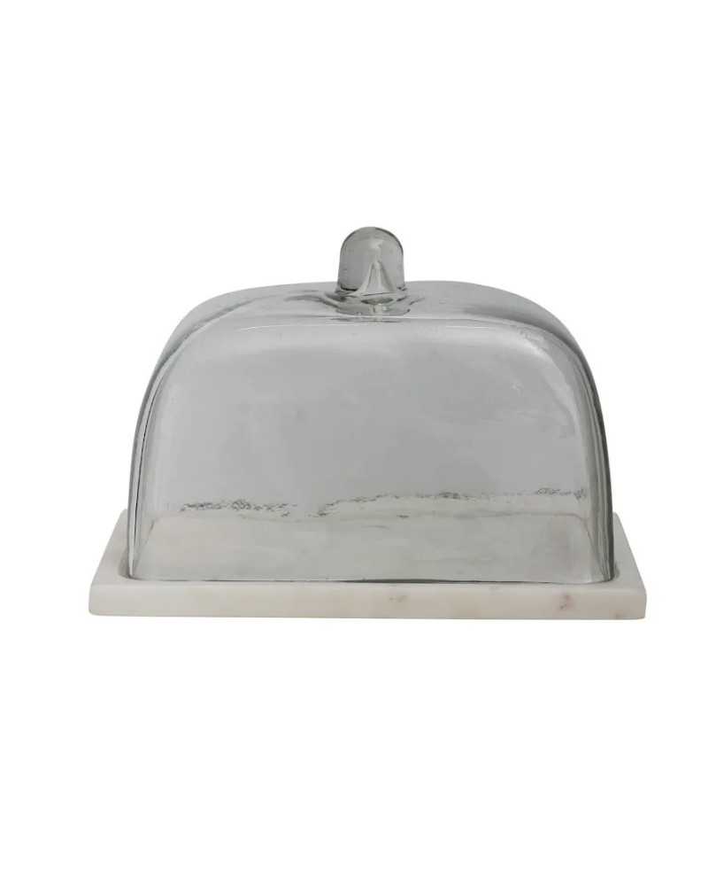 Elegant Glass Cloche with White Marble Base – Set of 2 Elegant Glass Cloche with White Marble Base – Set of 2