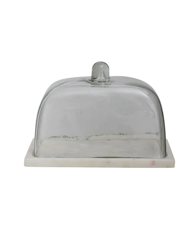Elegant Glass Cloche with White Marble Base – Set of 2