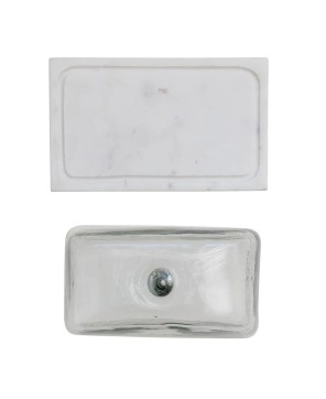 Elegant Glass Cloche with White Marble Base – Set of 2