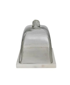 Elegant Glass Cloche with White Marble Base – Set of 2