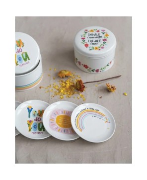 Stoneware Canister Set with Motivational Lid – Food Storage & Decor