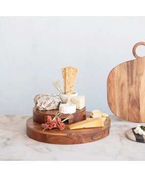 Acacia Wood Pedestal with Handles – Food Safe & Stylish
