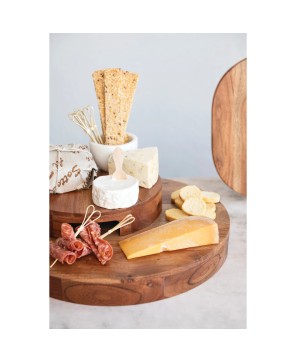 Acacia Wood Pedestal with Handles – Food Safe & Stylish