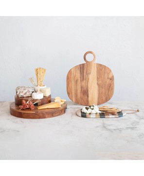Acacia Wood Pedestal with Handles – Food Safe & Stylish