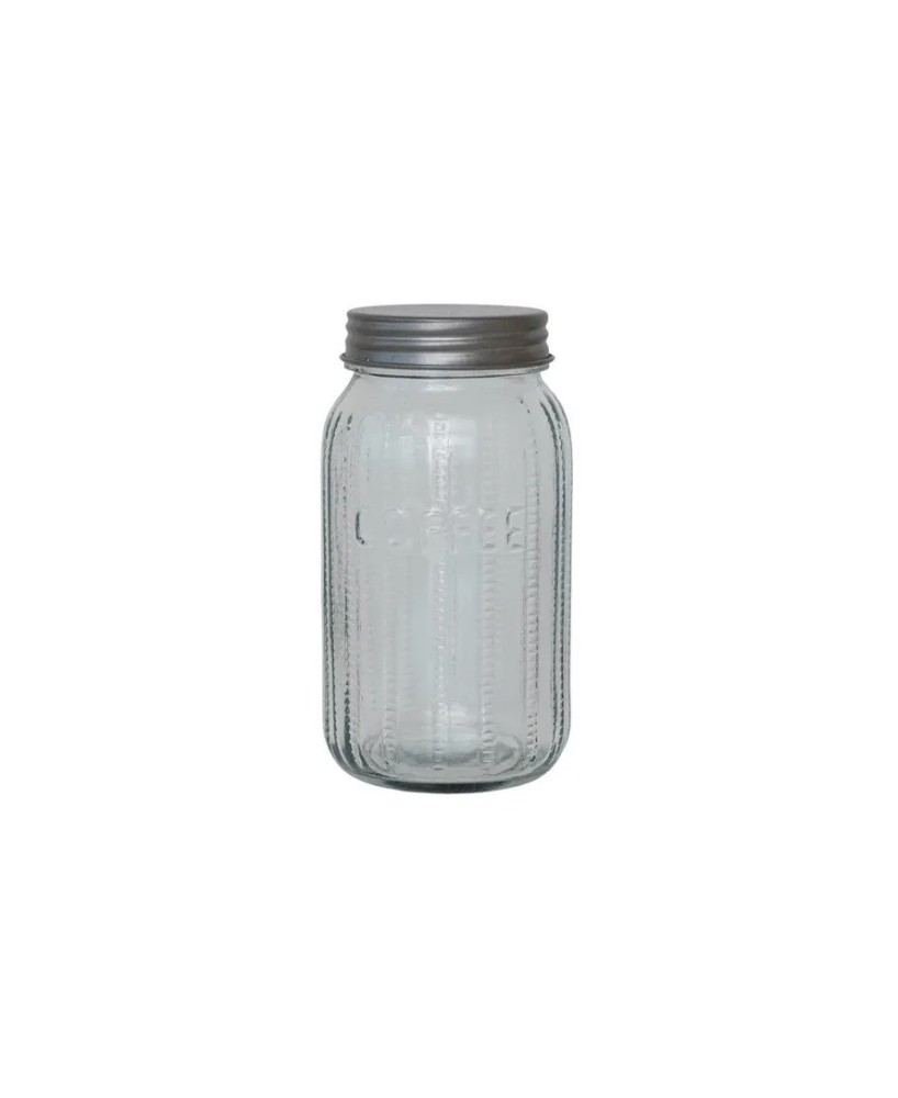 4-Cup Embossed Glass Coffee Jar with Airtight Metal Lid 4-Cup Embossed Glass Coffee Jar with Airtight Metal Lid