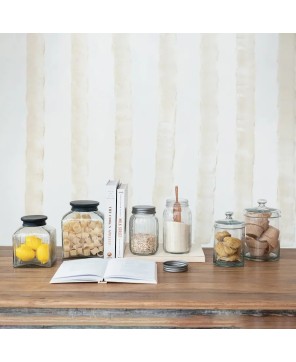 4-Cup Embossed Glass Coffee Jar with Airtight Metal Lid
