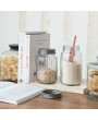 4-Cup Embossed Glass Coffee Jar with Airtight Metal Lid