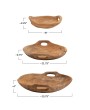Hand-Carved Teak Wood Bowls with Handles – Set of 3, Live Edge
