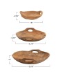 Hand-Carved Teak Wood Bowls with Handles – Set of 3, Live Edge