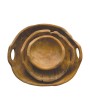 Hand-Carved Teak Wood Bowls with Handles – Set of 3, Live Edge