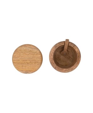 Carved Mango Wood Salt Cellar with Spoon – Eco-Friendly & Stylish