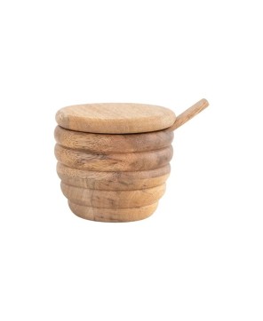 Carved Mango Wood Salt Cellar with Spoon – Eco-Friendly & Stylish