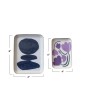 Enameled Metal Trays – Floral & Abstract Design, Gold Rim, Set of 2