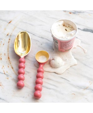Enameled Aluminum Ice Cream Scoop – Gold & Pink, Stylish & Durable