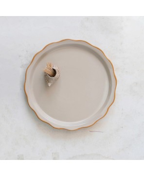 Stoneware Plate with Hedgehog Toothpick Holder – Set of 2