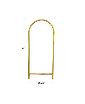 Natural Mango Wood Arched Floor Mirror – Hangs or Stands