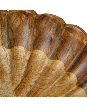 Mango Wood Scalloped Bowl – Handcrafted Natural Serveware