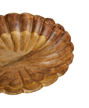 Mango Wood Scalloped Bowl – Handcrafted Natural Serveware