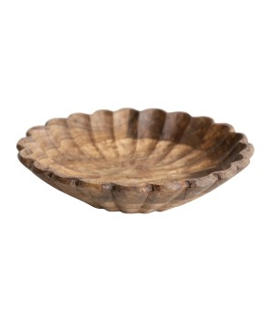 Mango Wood Scalloped Bowl – Handcrafted Natural Serveware