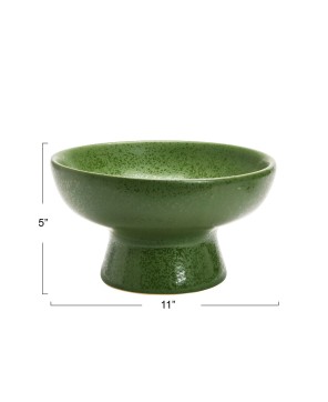Stoneware Footed Bowl – Reactive Glaze, Handcrafted Serveware