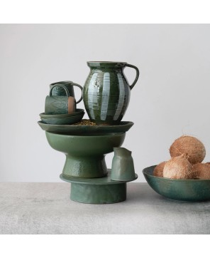 Stoneware Footed Bowl – Reactive Glaze, Handcrafted Serveware