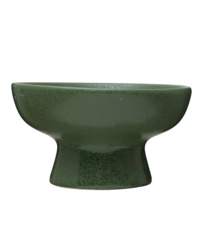 Stoneware Footed Bowl – Reactive Glaze, Handcrafted Serveware