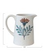Hand-Painted Stoneware Pitcher – Floral Speckled, 48 oz. Cottagecore