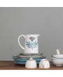 Hand-Painted Stoneware Pitcher – Floral Speckled, 48 oz. Cottagecore