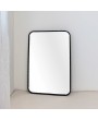 Black Metal Wall Mirror with Beaded Frame