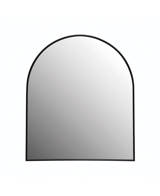 Modern Metal Framed Arched Wall Mirror – Sleek Black Design
