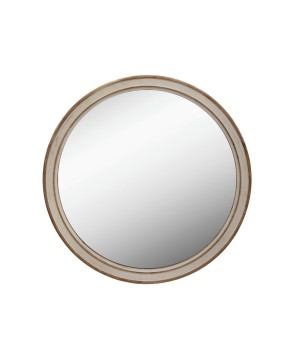 Rustic Round Wood Framed Wall Mirror – Distressed Design