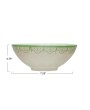 Hand-Painted Stoneware Bowl with Floral Design – White & Green