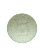 Hand-Painted Stoneware Bowl with Floral Design – White & Green