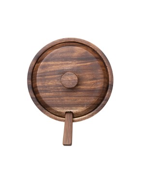 Acacia Wood Covered Bowl with Spoon – Set of 2, Natural Finish