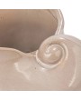 Stoneware Shell Planter – Reactive Glaze, White, Coastal Accent