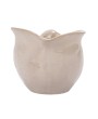 Stoneware Shell Planter – Reactive Glaze, White, Coastal Accent