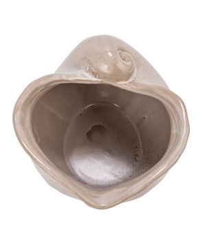 Stoneware Shell Planter – Reactive Glaze, White, Coastal Accent