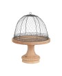 Metal Wire Cloche w/ Mango Wood Base – Farmhouse Décor Set of 2