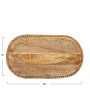 Hand-Carved Mango Wood Tray w/ Beaded Edge & Gold Finish – 16”