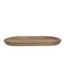 Hand-Carved Mango Wood Tray w/ Beaded Edge & Gold Finish – 16”