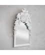 Antique White Wall Mirror with Embossed Flowers & Birds – Vintage Char