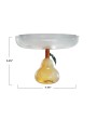 Glass Pedestal with Pear-Shaped Base – Green & Amber, 7.75”