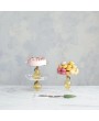 Glass Pedestal with Pear-Shaped Base – Green & Amber, 7.75”