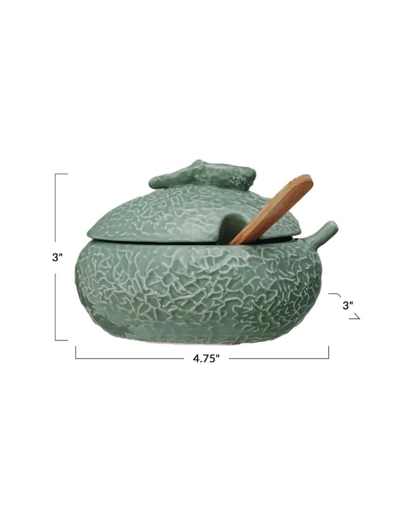 Stoneware Fruit-Shaped Sugar Pot & Jam Jar – Set of 2 with Spoon Stoneware Fruit-Shaped Sugar Pot & Jam Jar – Set of 2 with Spoon