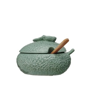 Stoneware Fruit-Shaped Sugar Pot & Jam Jar – Set of 2 with Spoon