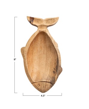 Hand-Carved Mango Wood Fish Dish – Natural Rustic Serveware